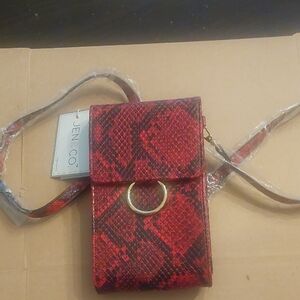 Red Snake Print Crossbody Bag